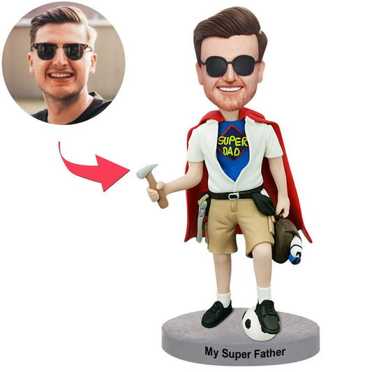 Almighty Hammer Dad Custom Bobblehead With Engraved Text