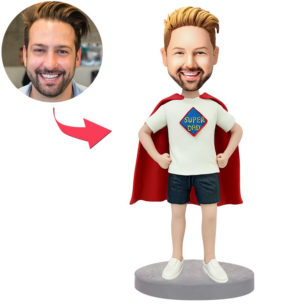 Casual Wear Super Dad In A Cloak Custom Bobbleheads With Engraved Text