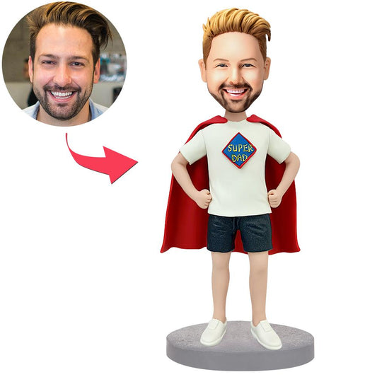 Casual Wear Super Dad In A Cloak Custom Bobbleheads With Engraved Text