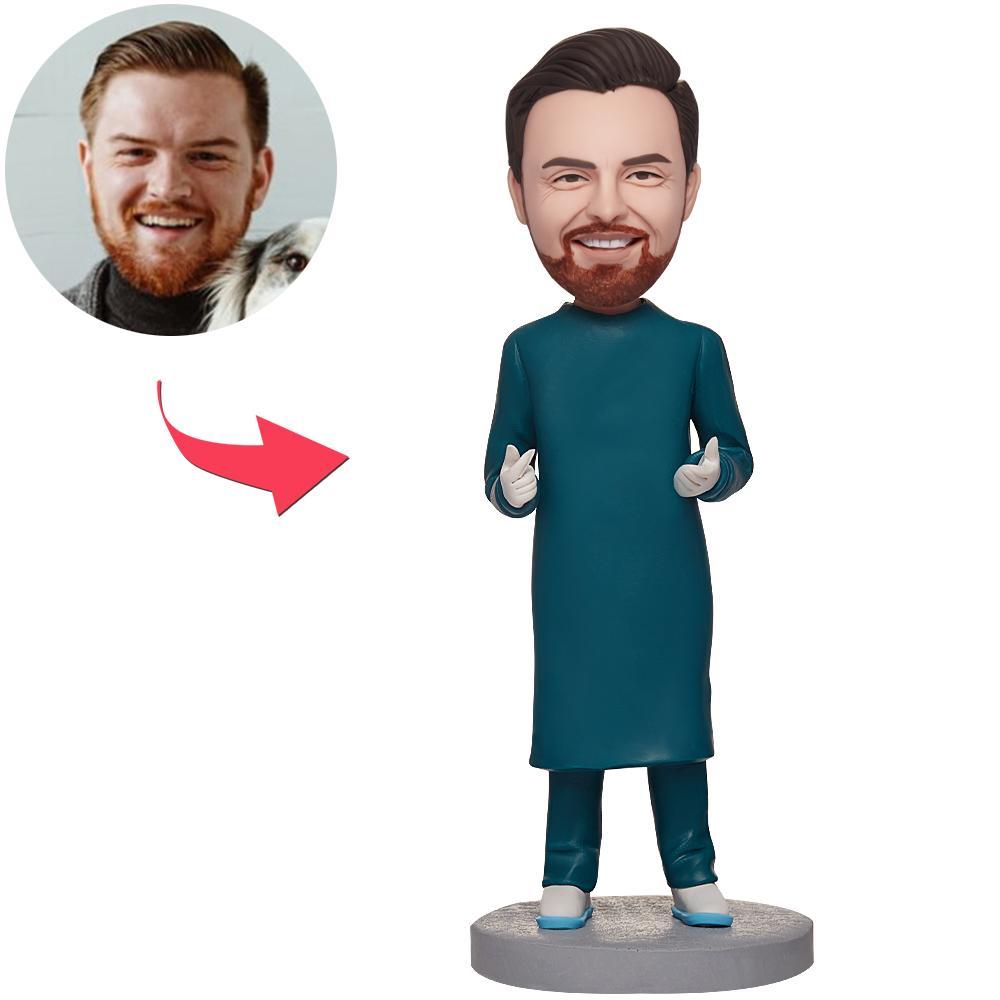 Custom Male Doctor In Operating Room Bobbleheads With Engraved Text