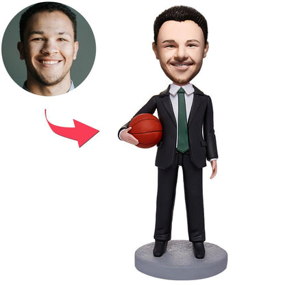 Boss Businessman And Basketball Custom Engraved Text Bobbleheads