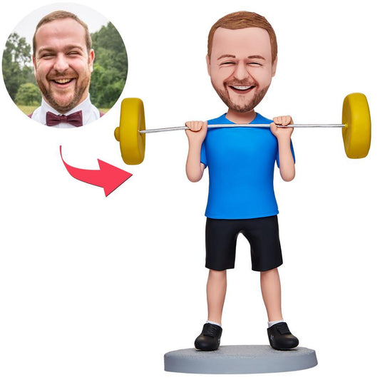 Weightlifter Male Custom Bobbleheads With Engraved Text