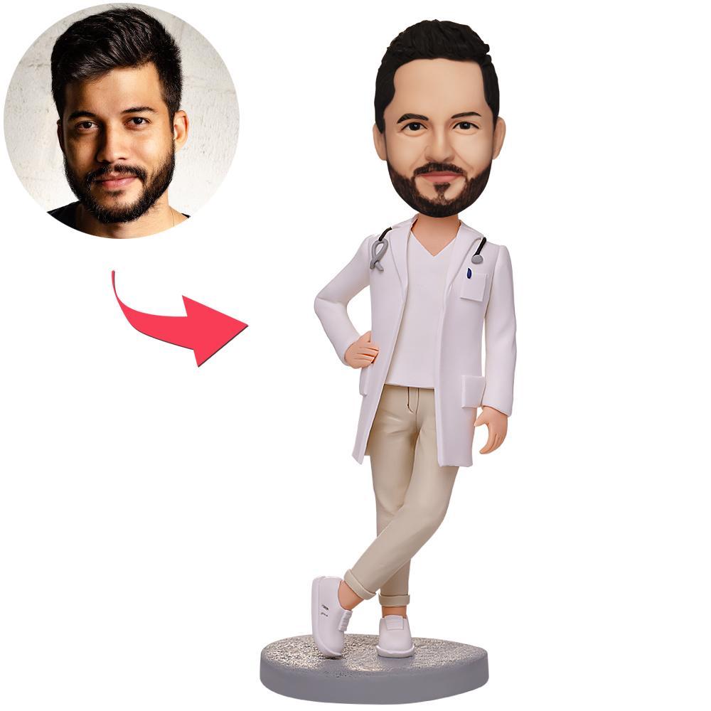 Doctor With Crossed Feet Custom Bobbleheads With Engraved Text