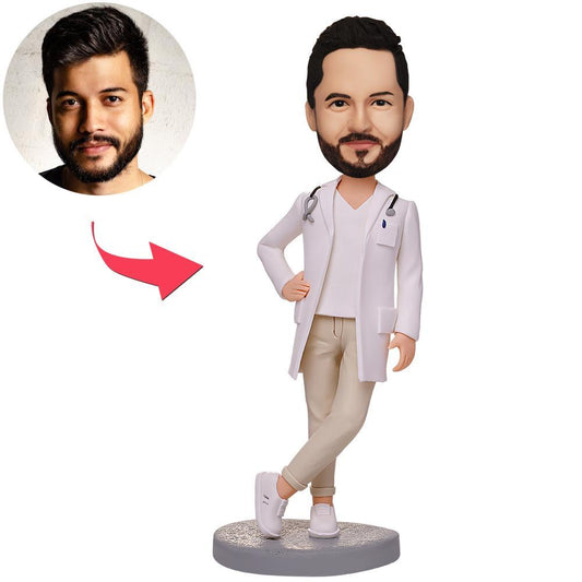 Doctor With Crossed Feet Custom Bobbleheads With Engraved Text