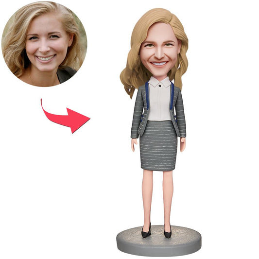 Dress Formally Business Woman Custom Bobbleheads With Engraved Text