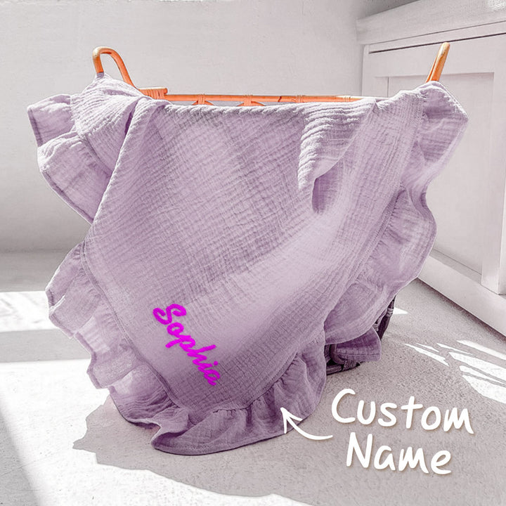 Personalized Baby Swaddle Blanket Custom Muslin Blanket with Embroidered Name Gift for Baby