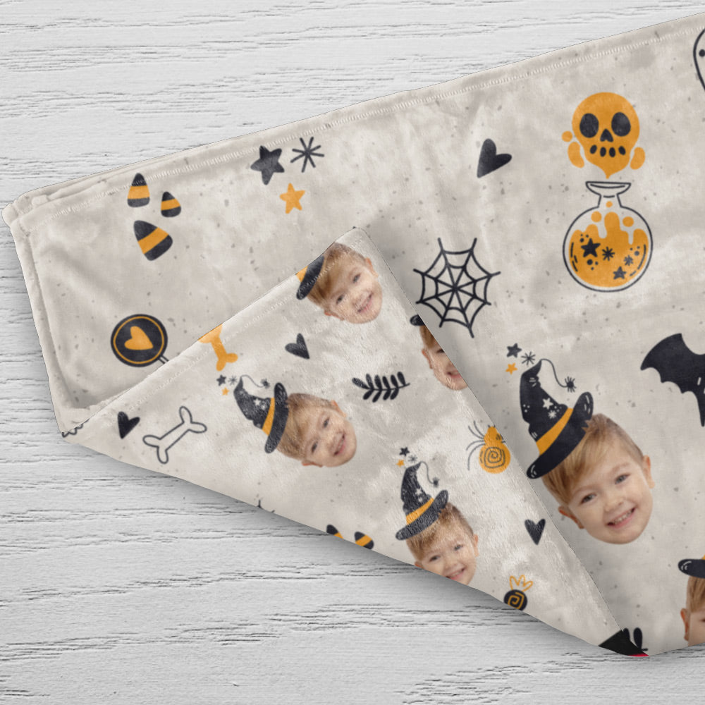 Halloween Gifts Custom Face Blanket Personalized Photo Blanket Halloween Decorative Blanket