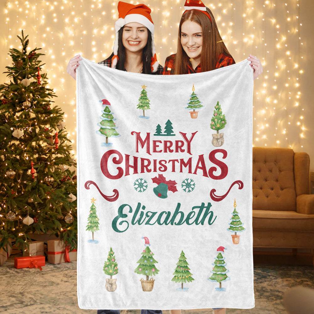 Christmas Blanket Personalized Name Blanket for Her Merry Christmas Gift