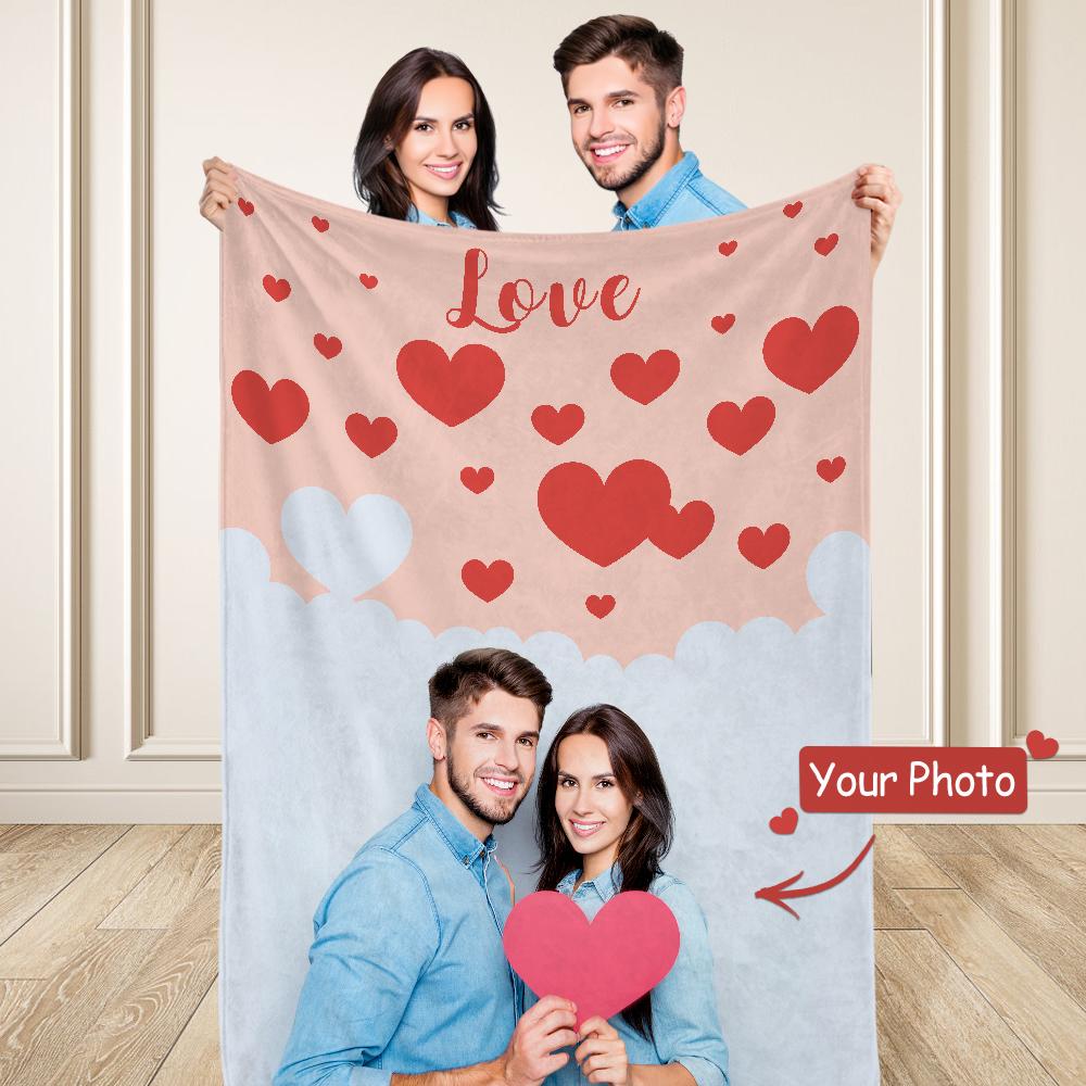 Custom Photo Couple Blanket Personalized Photo Blanket Memorial Blanket Valentines Day Gift