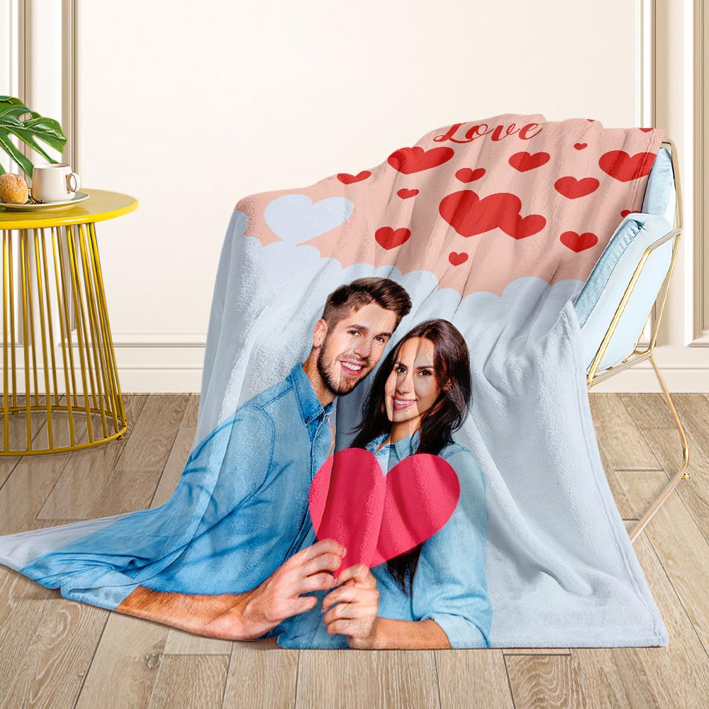 Custom Photo Couple Blanket Personalized Photo Blanket Memorial Blanket Valentines Day Gift