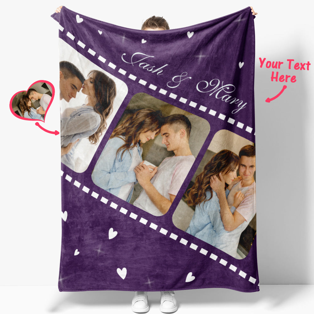 Valentine's Day Personalized Movie Film Photos and Text Blankets
