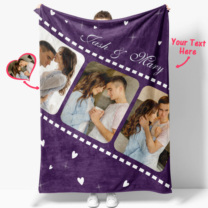 Valentine's Day Personalized Movie Film Photos and Text Blankets