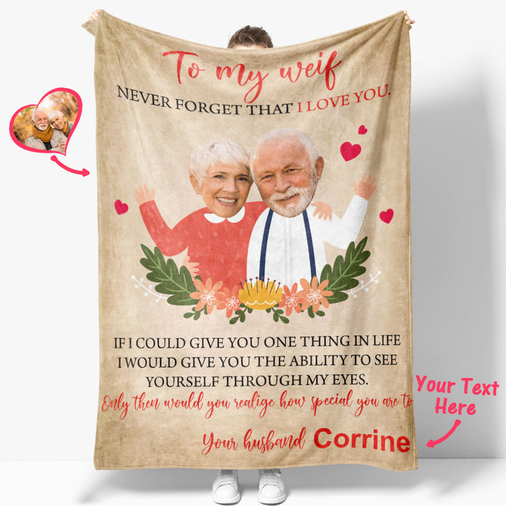 Custom Face Blanket Personalized Photos and Name Letter Blanket Best Valentine's Day Gifts for Her
