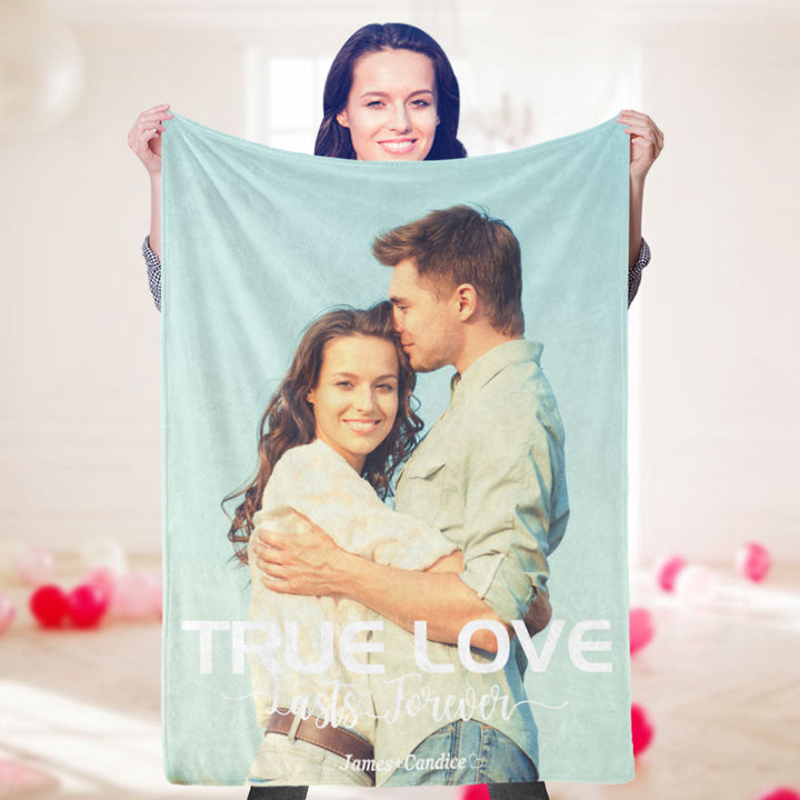 Valentine's Day Gifts Custom Photo Painted Art Portrait Blanket Personalized Photo and Text Blankets For Her
