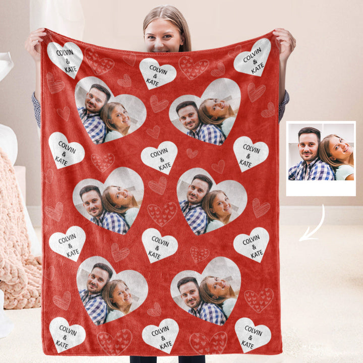 Custom Photo&Text Blanket Gifts for Couple