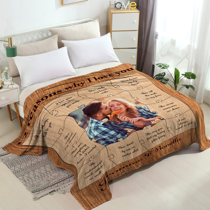 Custom Photo Blanket 12 Reasons Why I Love You Personalized Text Blanket