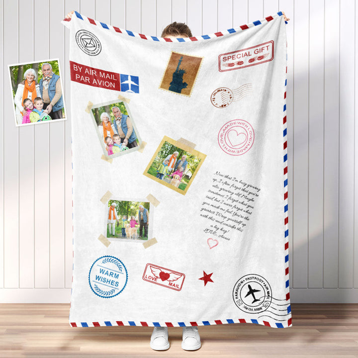 Personalized Photo Letter Blanket To Your Family Members or Friends 1 - 9 Photos Custom Message