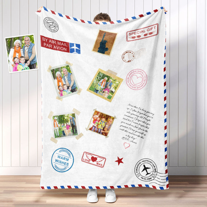 Personalized Photo Letter Blanket To Your Family Members or Friends 1 - 9 Photos Custom Message