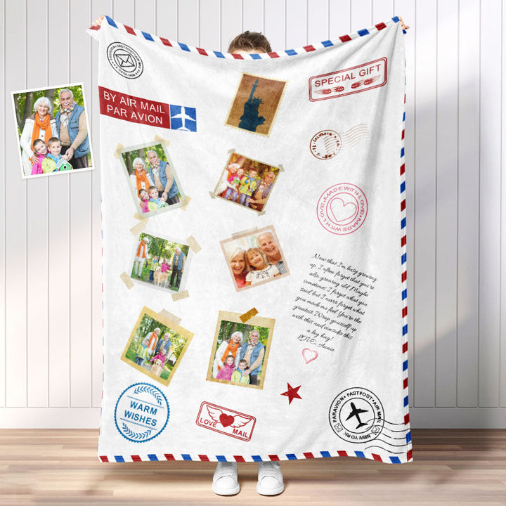 Personalized Photo Letter Blanket To Your Family Members or Friends 1 - 9 Photos Custom Message