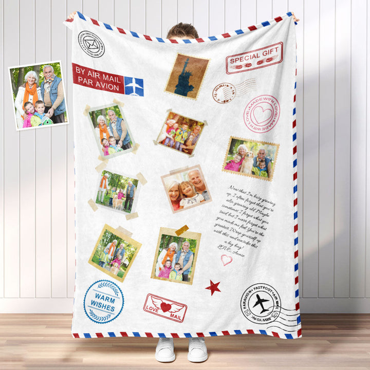 Personalized Photo Letter Blanket To Your Family Members or Friends 1 - 9 Photos Custom Message