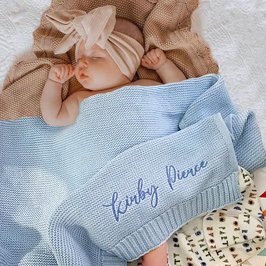 Custom Baby Blanket Embroidered Name Stroller Blanket for Newborn Baby Gift