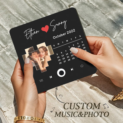 Custom Engraving Text Music Fridge Magnet Personalized Photo Fridge Magnet Can Play Songs Gift for Her