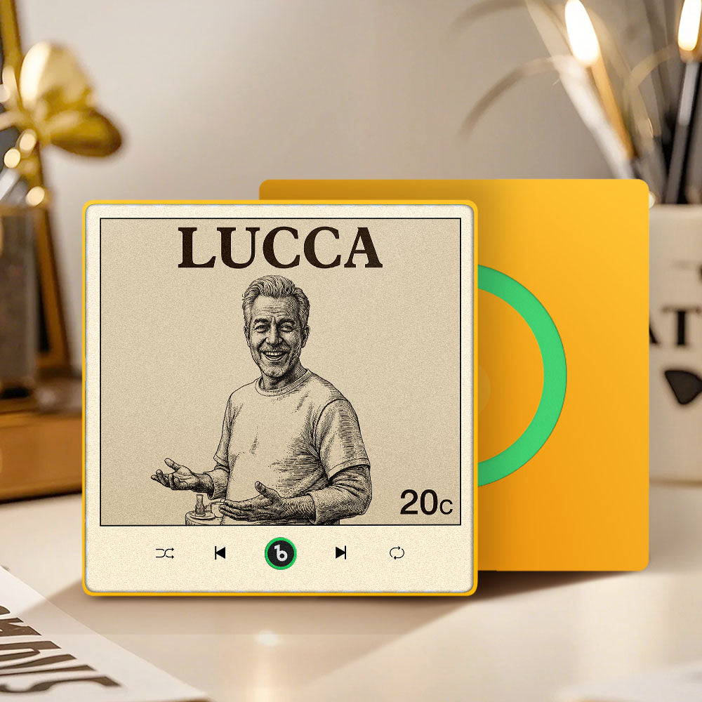 FridgeBeats Framed 4.0 Custom Portrait Vintage Stamp Music Fridge Magnet Personalized Photo Name Postage Stamp Music Fridge Magnet