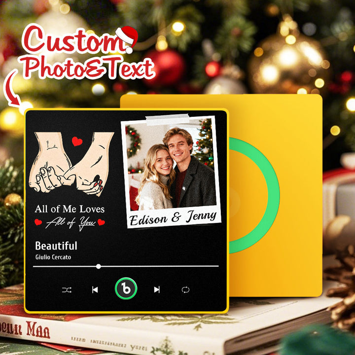 FridgeBeats Framed 4.0 Custom Photo "All Of Me Loves All Of You" Music Fridge Magnet with Colorful Frame Christmas Gifts