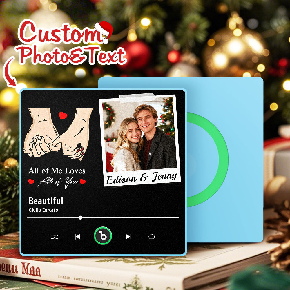 FridgeBeats Framed 4.0 Custom Photo "All Of Me Loves All Of You" Music Fridge Magnet with Colorful Frame Christmas Gifts