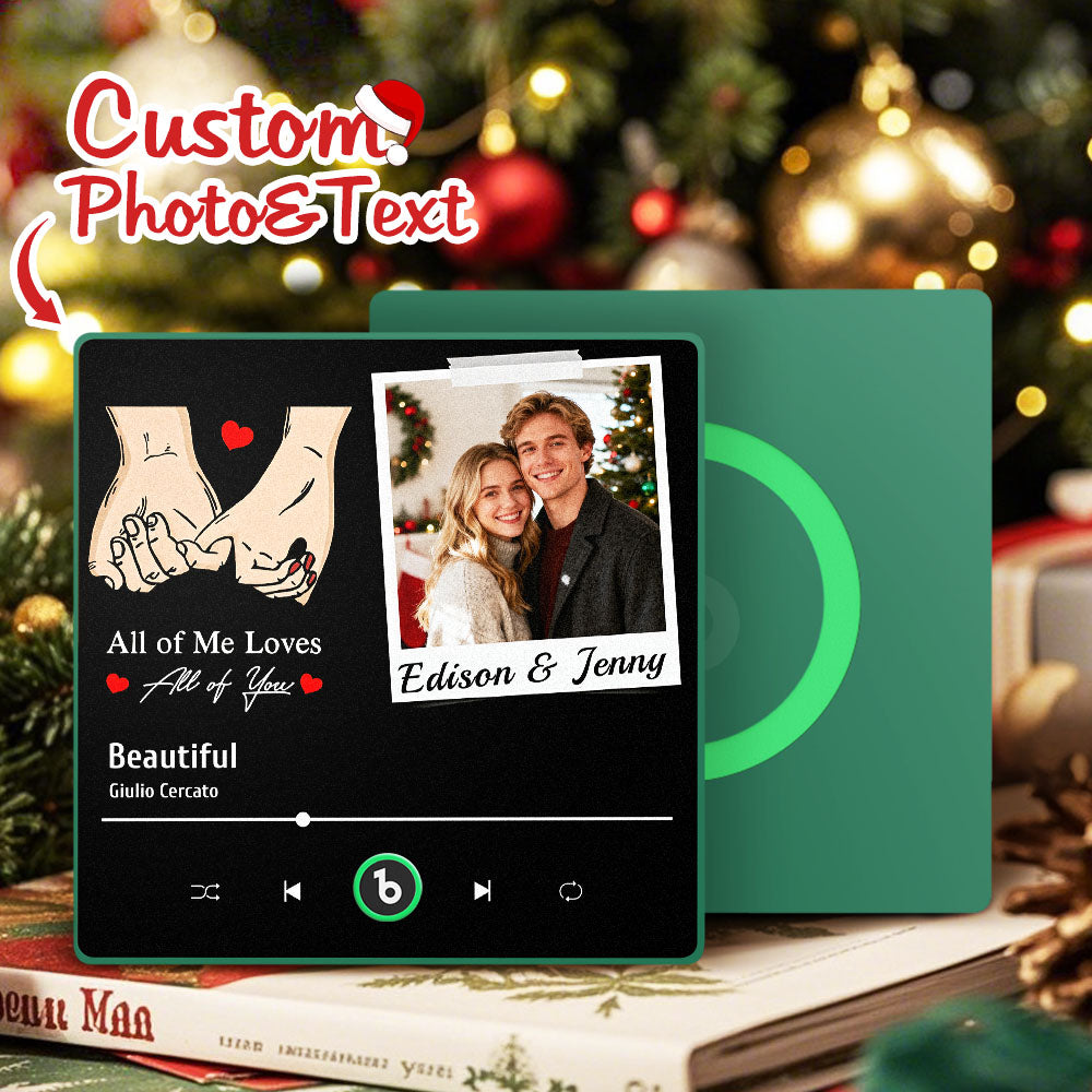 FridgeBeats Framed 4.0 Custom Photo "All Of Me Loves All Of You" Music Fridge Magnet with Colorful Frame Christmas Gifts