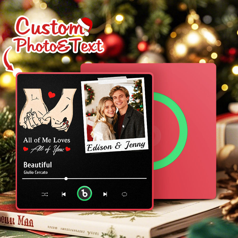 FridgeBeats Framed 4.0 Custom Photo "All Of Me Loves All Of You" Music Fridge Magnet with Colorful Frame Christmas Gifts