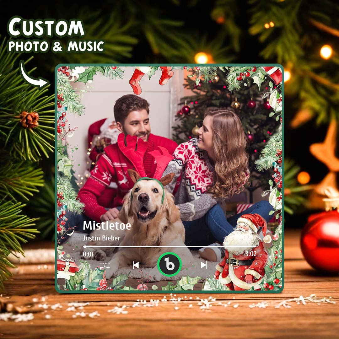 FridgeBeats Framed Custom Family Photo Music Fridge Magnet Christmas Gifts for Family Personalized Music Magnets Can Play Songs