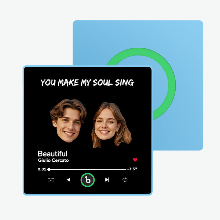 FridgeBeats Framed Custom Music Fridge Magnet Custom Face Text Fridge Magnet Album Fridge Magnet Music Wall Photo Sticker Gift for Couple