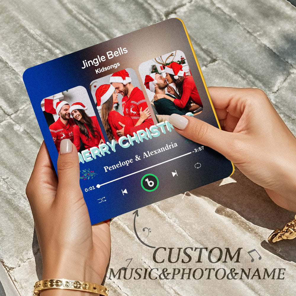 FridgeBeats Frameless 4.0 Custom 3 Photos Music Fridge Magnet FridgeBeats Pro Supports Bluetooth Connectivity Christmas Gifts