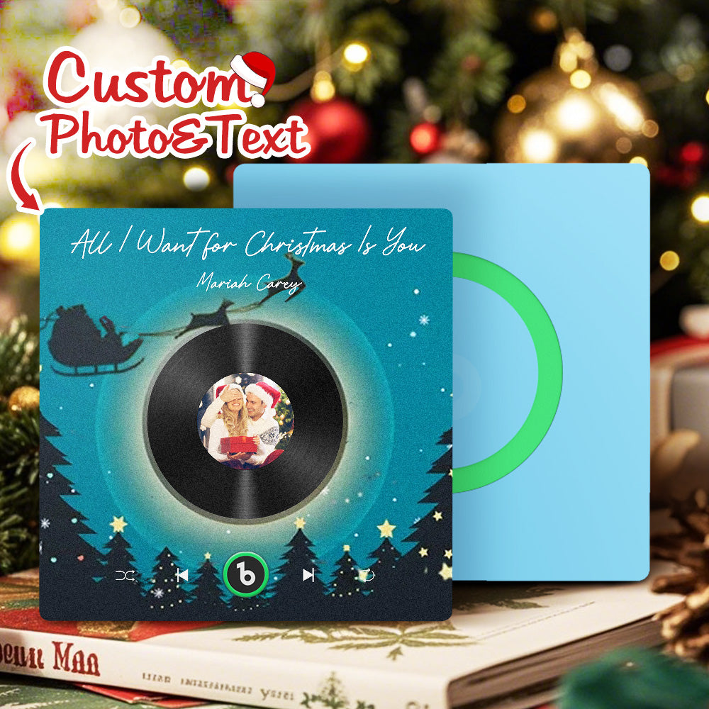 FridgeBeats Frameless 4.0 Custom Photo Music Fridge Magnet Flying Santa and Reindeer Scene Album Fridge Magnet Christmas Gifts