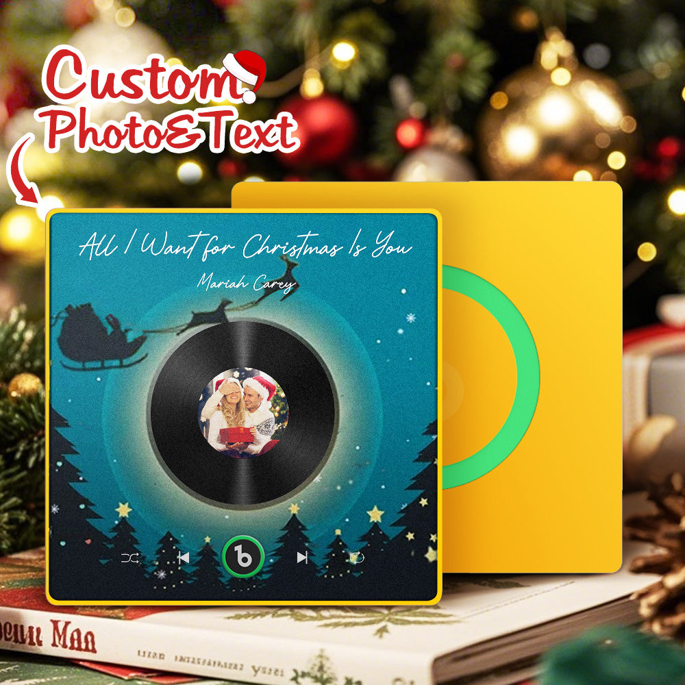 FridgeBeats Framed 4.0 Custom Photo Music Fridge Magnet Flying Santa and Reindeer Scene Album Fridge Magnet Christmas Gifts