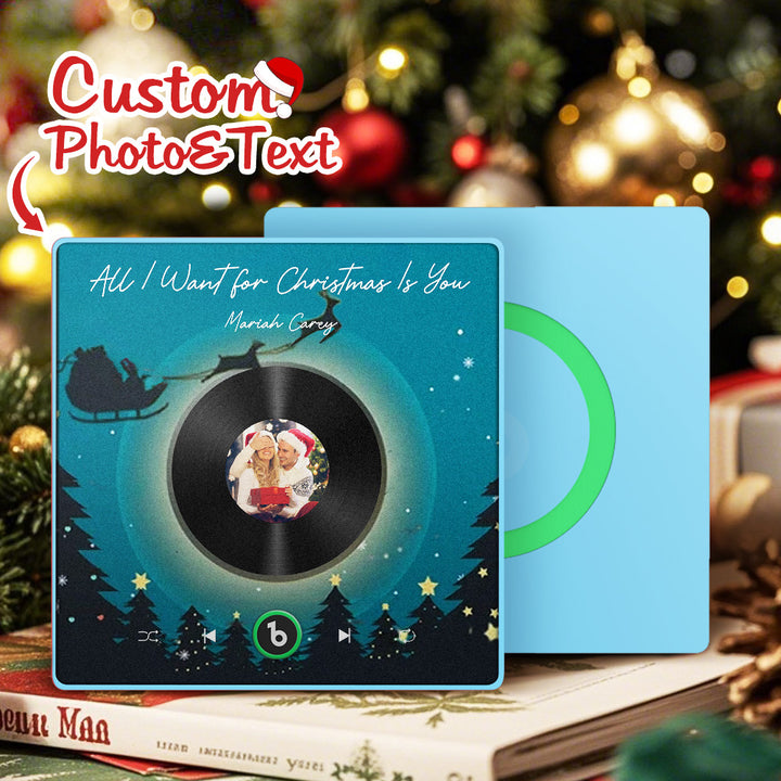 FridgeBeats Framed 4.0 Custom Photo Music Fridge Magnet Flying Santa and Reindeer Scene Album Fridge Magnet Christmas Gifts