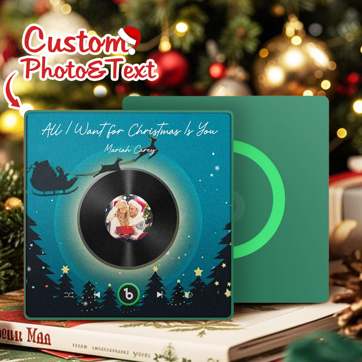 FridgeBeats Framed 4.0 Custom Photo Music Fridge Magnet Flying Santa and Reindeer Scene Album Fridge Magnet Christmas Gifts