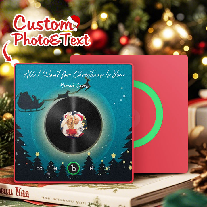 FridgeBeats Framed 4.0 Custom Photo Music Fridge Magnet Flying Santa and Reindeer Scene Album Fridge Magnet Christmas Gifts