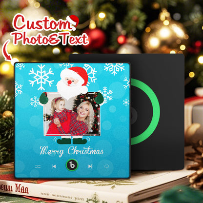 FridgeBeats Framed 4.0 Custom Music And Photo Fridge Magnet Santa and Snowflakes Fridge Magnet for Christmas