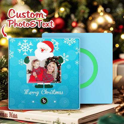 FridgeBeats Framed 4.0 Custom Music And Photo Fridge Magnet Santa and Snowflakes Fridge Magnet for Christmas