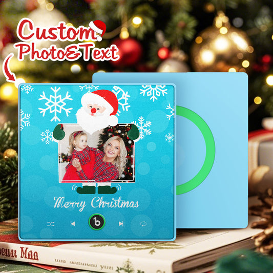 FridgeBeats Framed 4.0 Custom Music And Photo Fridge Magnet Santa and Snowflakes Fridge Magnet for Christmas