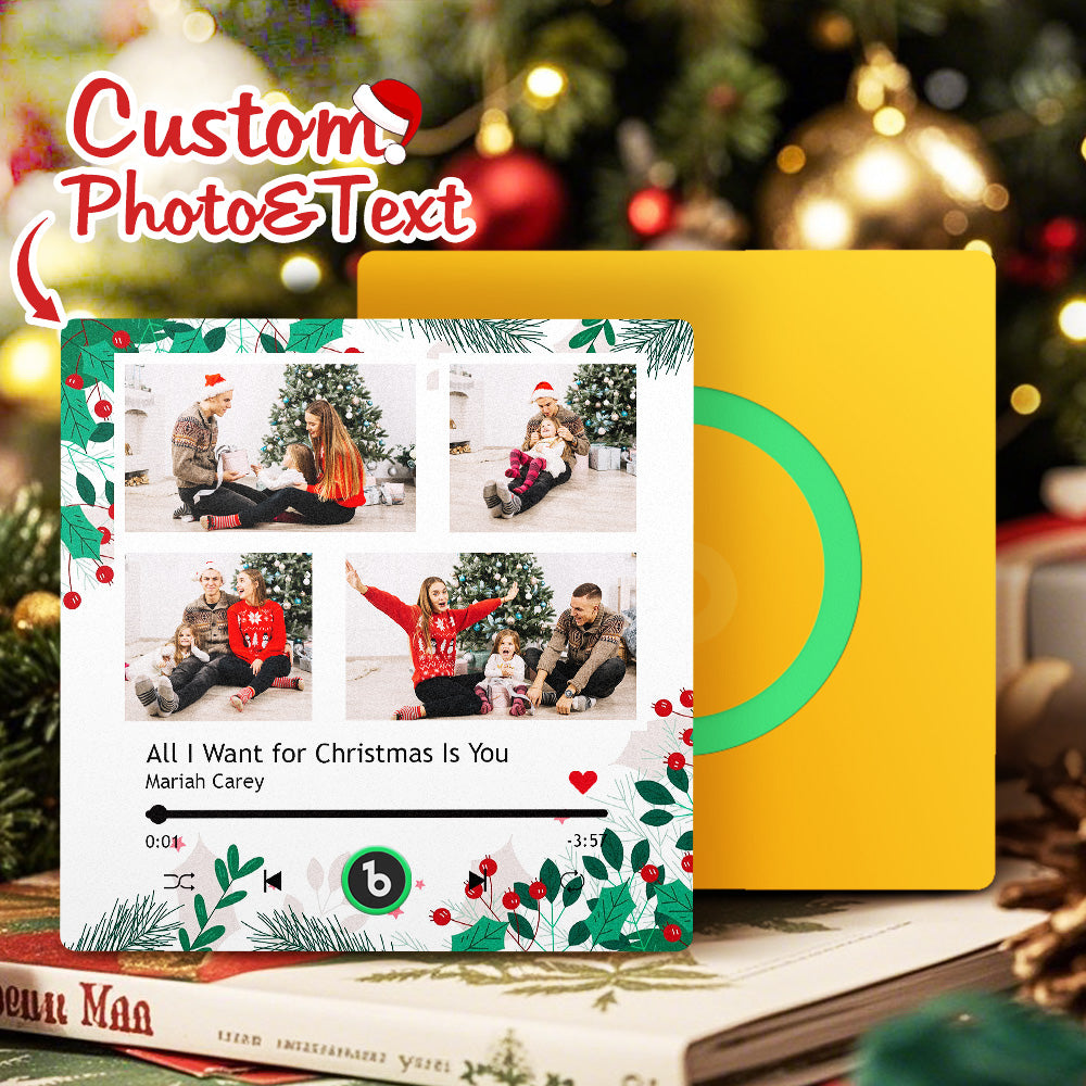 FridgeBeats Frameless 4.0 Custom Music Fridge Magnet Personalized Multi Photo Fridge Magnet for Christmas Gift