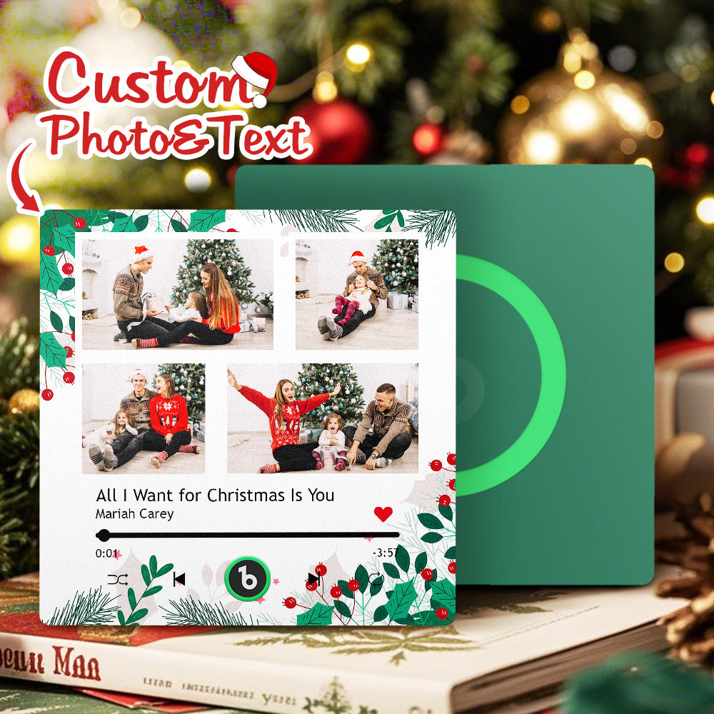 FridgeBeats Frameless 4.0 Custom Music Fridge Magnet Personalized Multi Photo Fridge Magnet for Christmas Gift