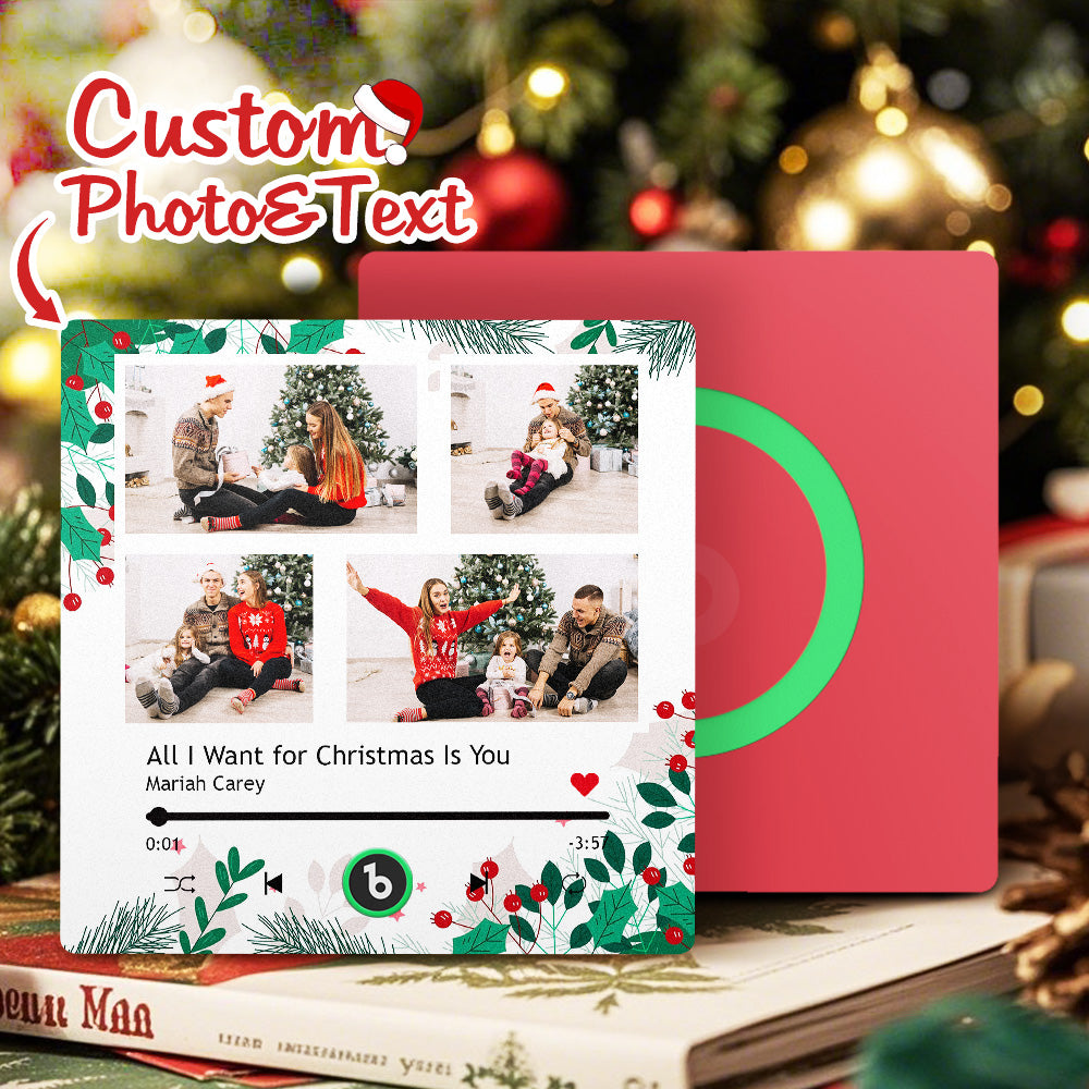 FridgeBeats Frameless 4.0 Custom Music Fridge Magnet Personalized Multi Photo Fridge Magnet for Christmas Gift