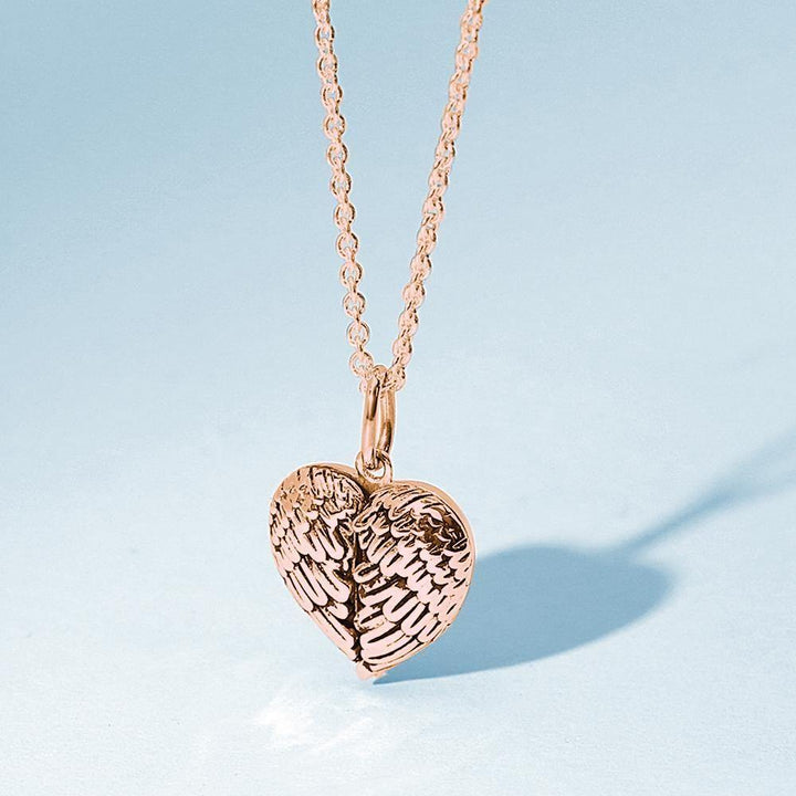 Cutsom Angel Wings Heart Locket Necklace	with Engraving