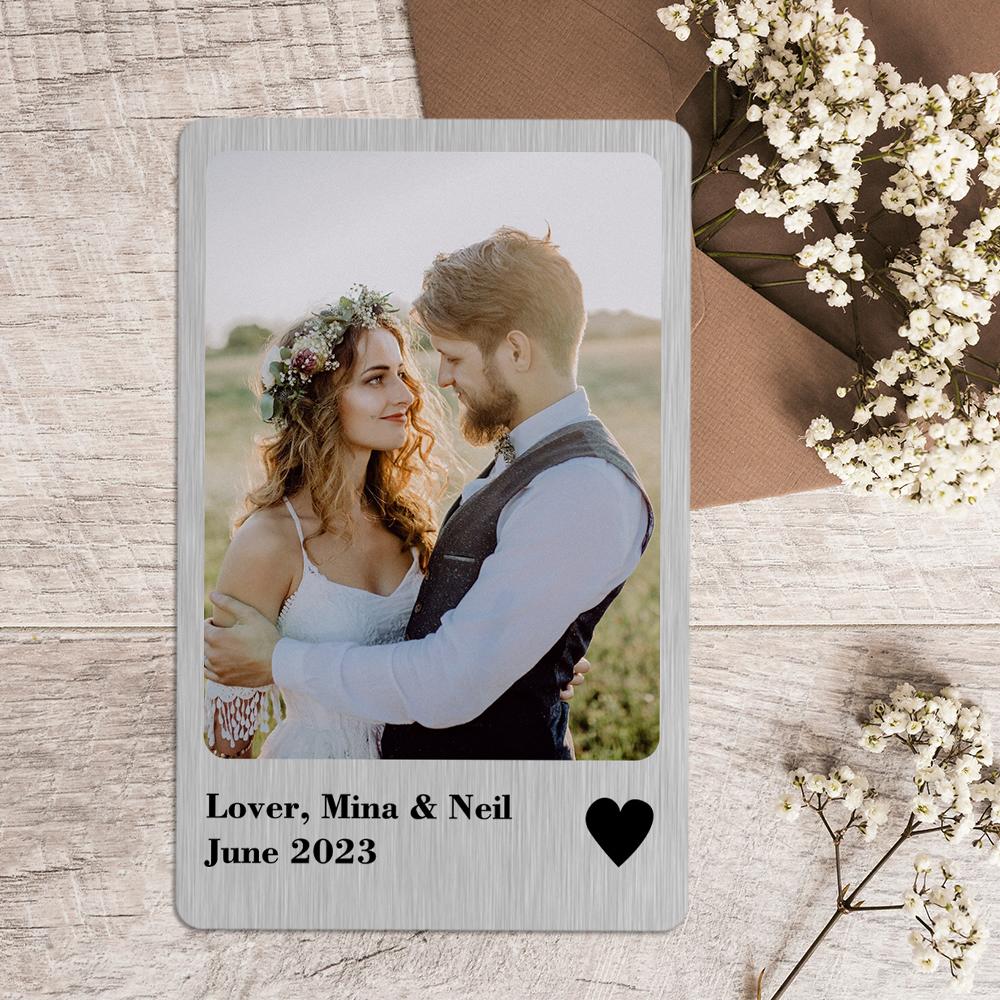 Love Gifts Photo Wallet Card Polaroid Style Metal Card Personlized Keepsake Gift