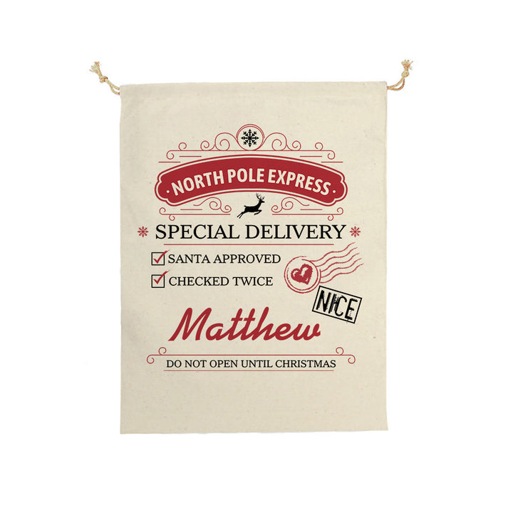 Personalised Large Santa Sack Special Delivery From Santa Christmas Gift Bag for Kids