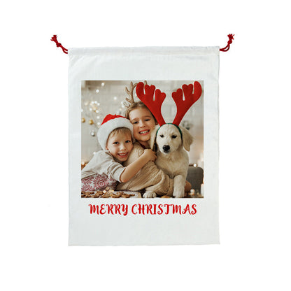 Personalised Photo Santa Sack Large Christmas Gift Bag with Drawstring Christmas Sacks