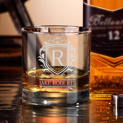 Personalized Text Whisky Glass Wedding Gift - Customized Glassware for Couples